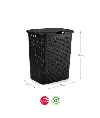 Cesto Roupa Rattan 38L Preto