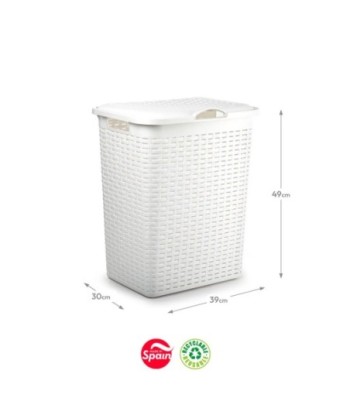 Cesto Roupa Rattan 38L Branco